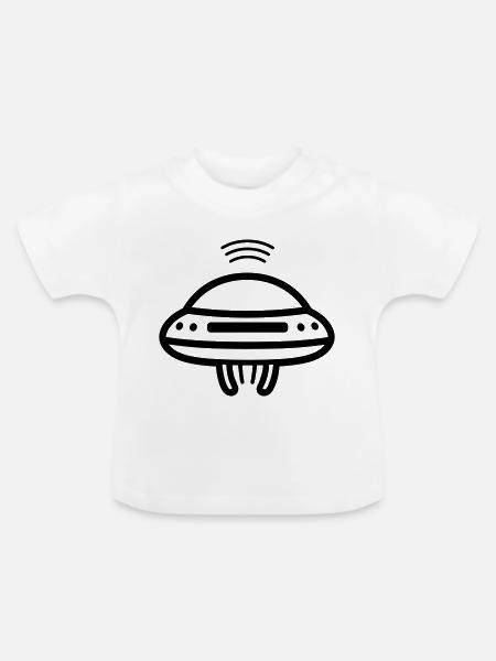 fliegende Untertasse - Baby Bio-T-Shirt mit Rundhals - Weiß