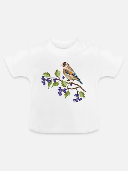 Bunter Vogel - Baby Bio-T-Shirt mit Rundhals - Weiß