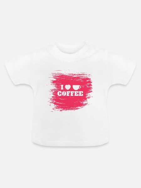 Kaffee-Liebe - Baby Bio-T-Shirt mit Rundhals - Weiß