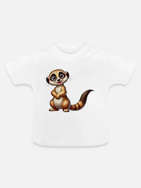 Erdmännchen - Baby Bio-T-Shirt mit Rundhals - Weiß