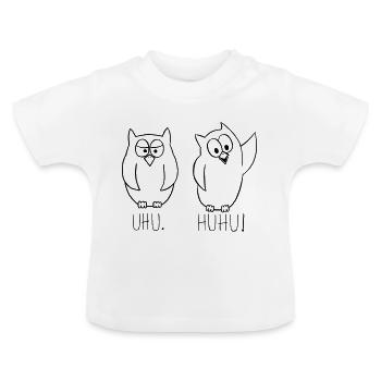 Uhu? Huhu! - Baby Bio-T-Shirt mit Rundhals - Weiß - Vorne