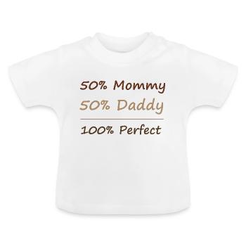100% perfektes lustiges Baby-Kostüm-Onesie - Baby Bio-T-Shirt mit Rundhals - Weiß - Vorne