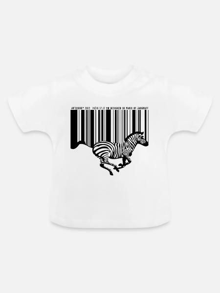 Zebra-Barcode - Baby Bio-T-Shirt mit Rundhals - Weiß
