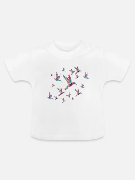 bunt,schwarm,Illustration,kolibri,vögel, vogel, - Baby Bio-T-Shirt mit Rundhals - Weiß