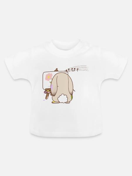 Entzückendes Hasengemälde - Baby Bio-T-Shirt mit Rundhals - Weiß