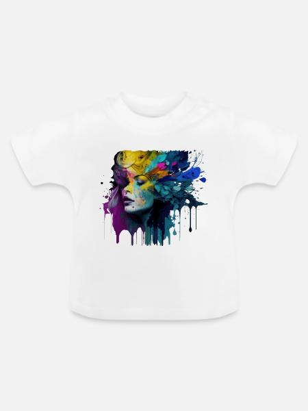 Frauengesicht Fantasy Geschenk - Baby Bio-T-Shirt mit Rundhals - Weiß