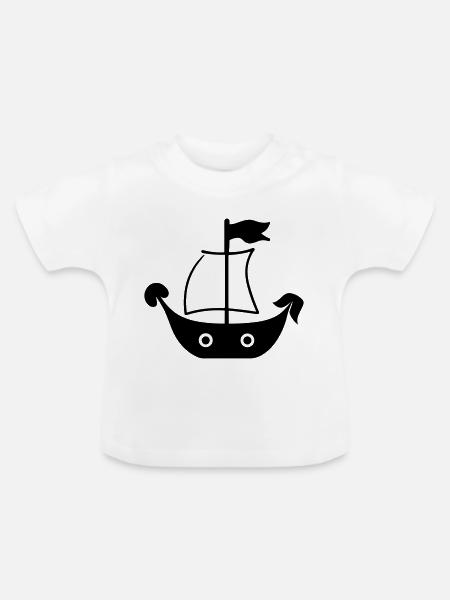 Piratenschiff - Baby Bio-T-Shirt mit Rundhals - Weiß