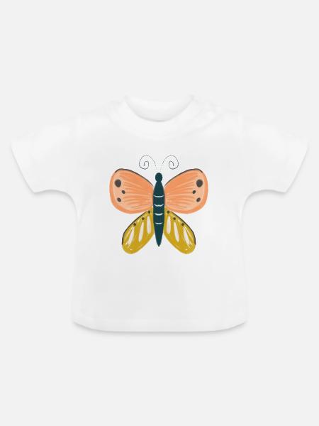Schmetterling - Baby Bio-T-Shirt mit Rundhals - Weiß
