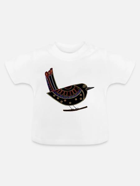 Bunter Vogel - Baby Bio-T-Shirt mit Rundhals - Weiß
