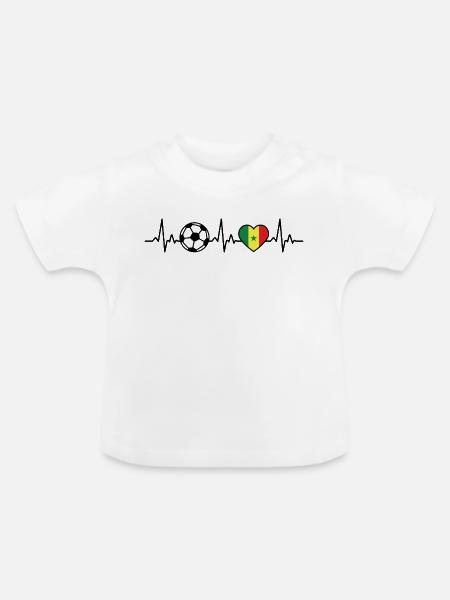Senegal Fußball Herzschlag Senegal - Baby Bio-T-Shirt mit Rundhals - Weiß