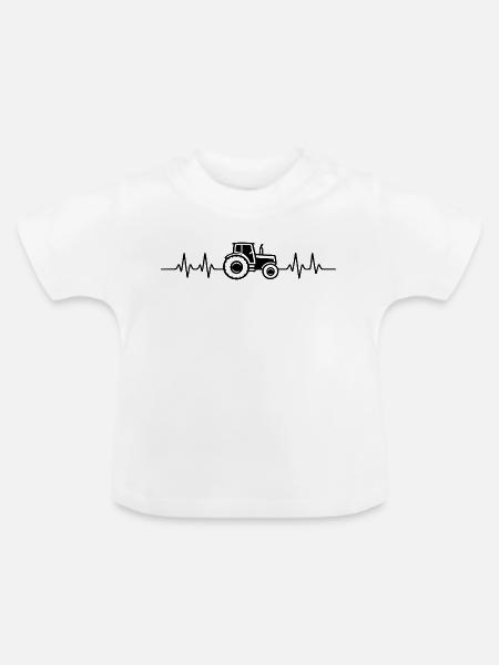 Traktor Herzschlag Bauer Landwirt - Baby Bio-T-Shirt mit Rundhals - Weiß