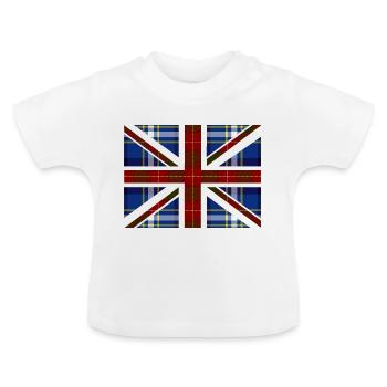 tartan union jack - Baby Organic T-Shirt with Round Neck - white - Front