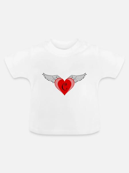 Herz C - Baby Bio-T-Shirt mit Rundhals - Weiß