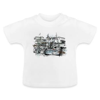 Marché aux poissons de Warnemünde - T-shirt bio col rond Bébé - blanc - Devant