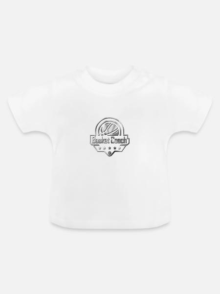 BASKET COACH Metallic Logo Design - Baby Bio-T-Shirt mit Rundhals - Weiß