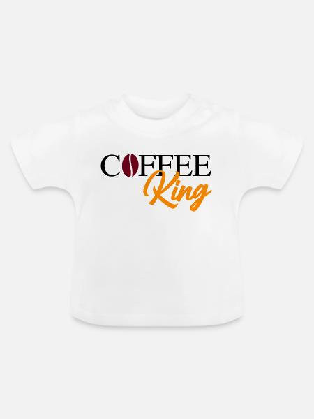 Coffee King mit Bohne - Baby Bio-T-Shirt mit Rundhals - Weiß