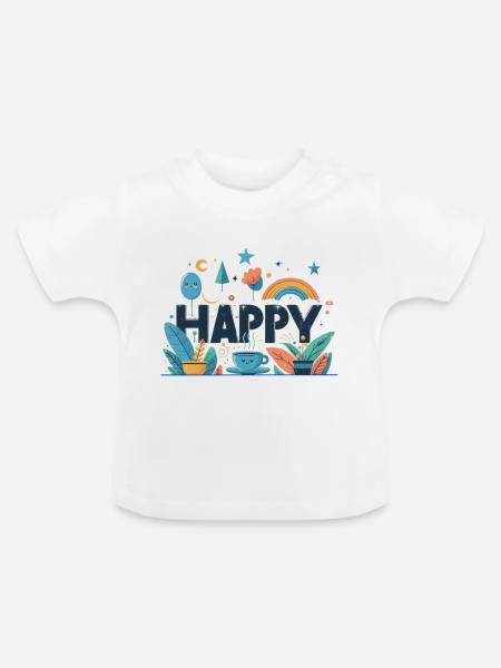 Happy - Baby Bio-T-Shirt mit Rundhals - Weiß