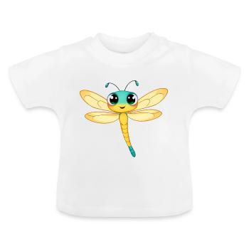 Blaue & Orange Libelle Clipart - Baby Bio-T-Shirt mit Rundhals - Weiß - Vorne