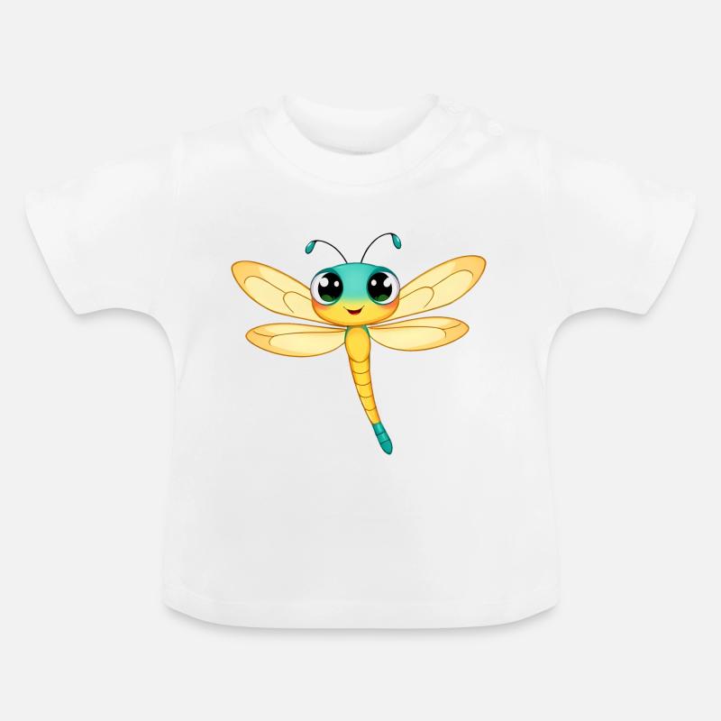 Libellule bleue et orange Clipart - T-shirt bio col rond Bébé - blanc