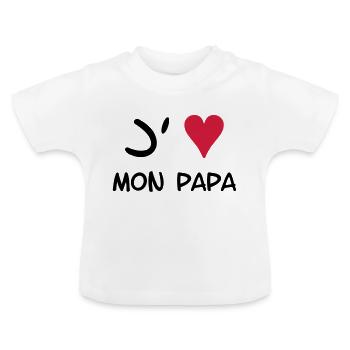 J'aime mon papa ! - T-shirt bio col rond Bébé - blanc - Devant