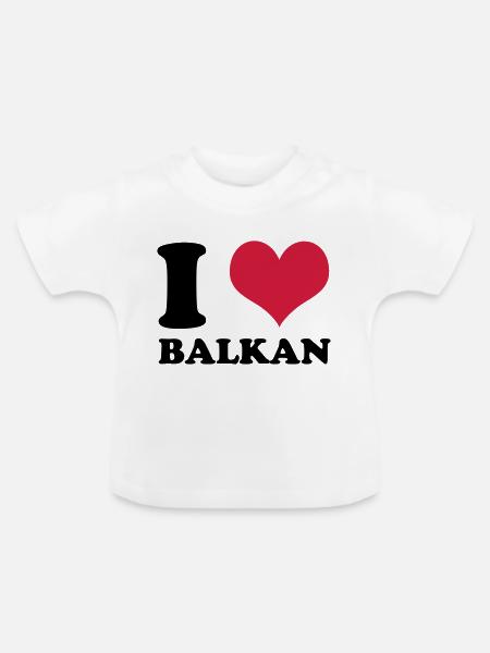 I Love Balkan - Baby Bio-T-Shirt mit Rundhals - Weiß