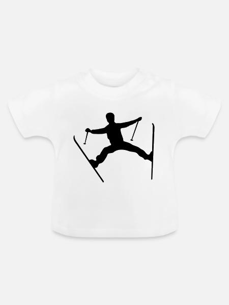 Skier crash - Baby Bio-T-Shirt mit Rundhals - Weiß