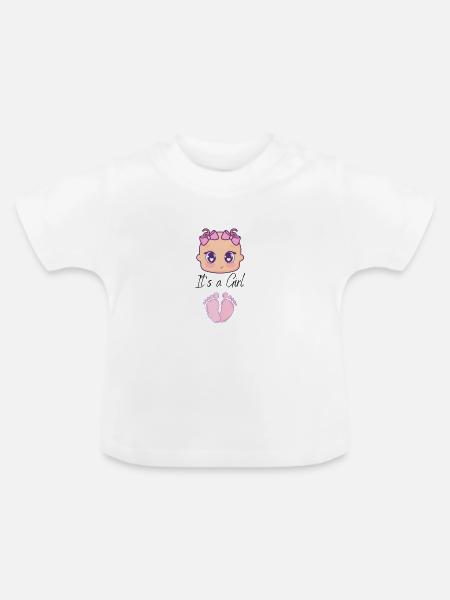 Baby Girl - Baby Bio-T-Shirt mit Rundhals - Weiß