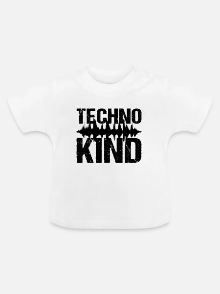 Techno Kind Techno Musik - Baby Bio-T-Shirt mit Rundhals - Weiß