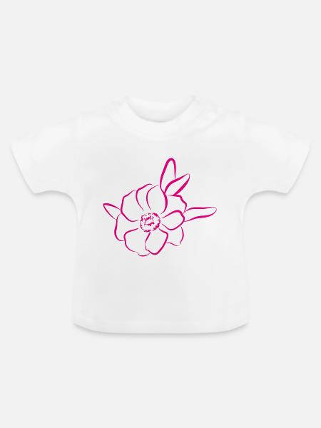 Flower Blume Pflanze - Baby Bio-T-Shirt mit Rundhals - Weiß