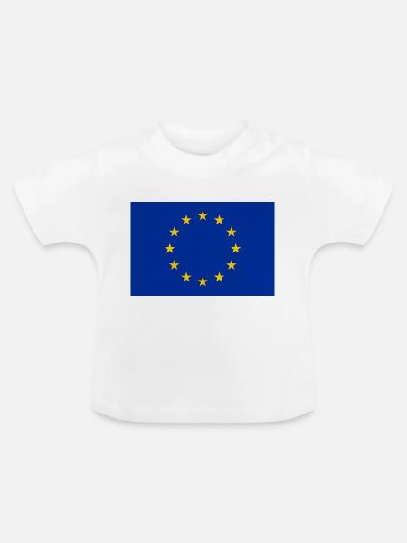 EU Fahne - Baby Bio-T-Shirt mit Rundhals - Weiß