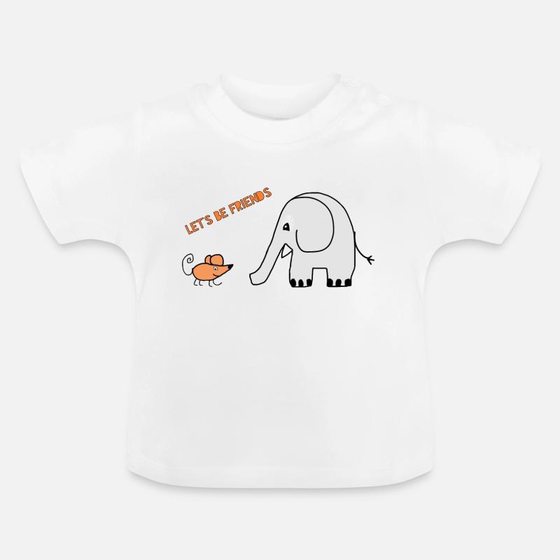 Éléphant et souris, amis - T-shirt bio col rond Bébé - blanc