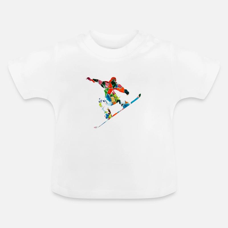 snowboarder - T-shirt bio col rond Bébé - blanc