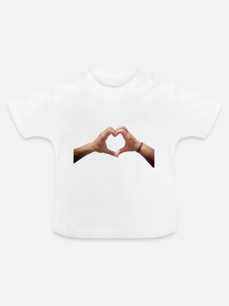 Hände Herz - Baby Bio-T-Shirt mit Rundhals - Weiß