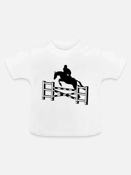 Pferd springend Hindernisses_c1 - Baby Bio-T-Shirt mit Rundhals - Weiß
