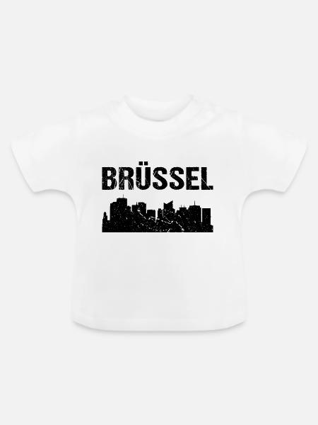 Brüssel Skyline - Baby Bio-T-Shirt mit Rundhals - Weiß