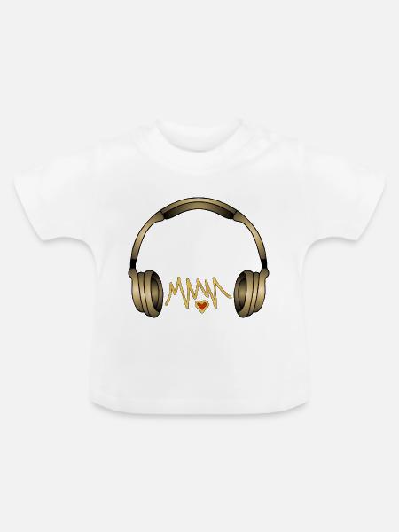 Kopfhörer - Baby Bio-T-Shirt mit Rundhals - Weiß