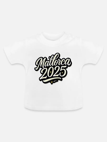 Mallorca 2025 - Baby Bio-T-Shirt mit Rundhals - Weiß