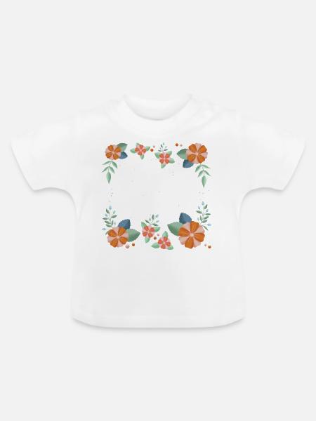 Blumen - Baby Bio-T-Shirt mit Rundhals - Weiß