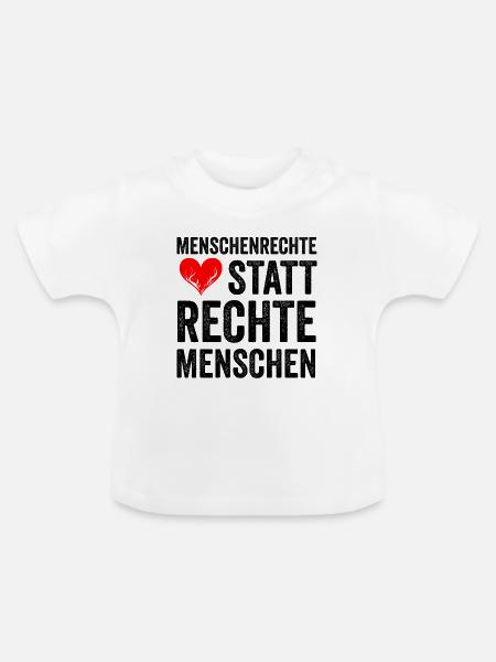MENSCHENRECHTE STATT RECHTE MENSCHEN - Baby Bio-T-Shirt mit Rundhals - Weiß