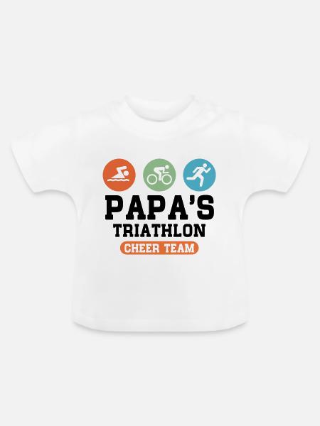 Triathlon Papa - Baby Bio-T-Shirt mit Rundhals - Weiß