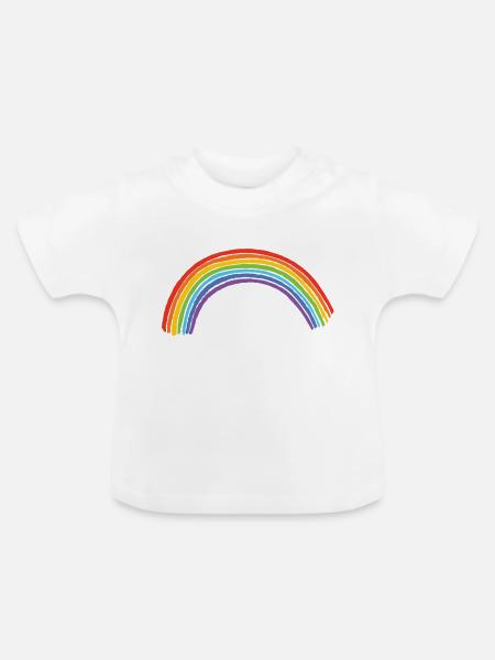 Regenbogen - Baby Bio-T-Shirt mit Rundhals - Weiß