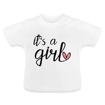its a girl - Baby Bio-T-Shirt mit Rundhals - Weiß - Vorne