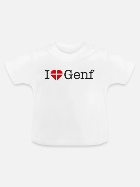 I love Genf - Baby Bio-T-Shirt mit Rundhals - Weiß