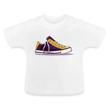 Nicht-binärer Schuhabdruck - Baby Bio-T-Shirt mit Rundhals - Weiß - Vorne