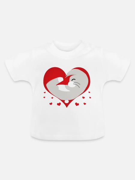 Tierisches Liebesherz - Baby Bio-T-Shirt mit Rundhals - Weiß