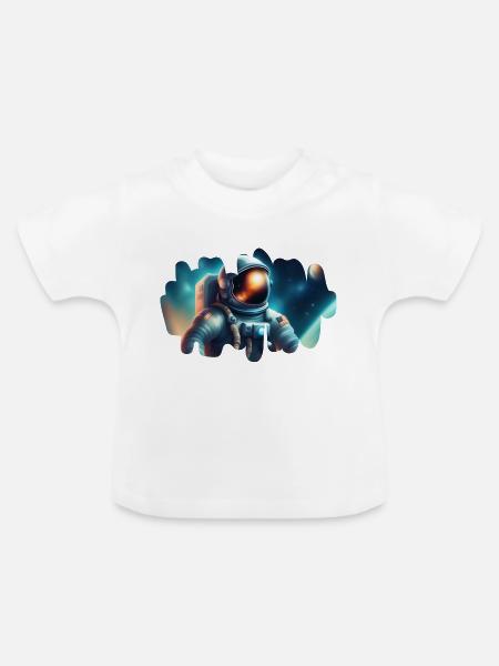 Astronaut im Kosmos - Baby Bio-T-Shirt mit Rundhals - Weiß