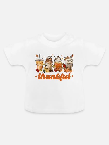thankful - Baby Bio-T-Shirt mit Rundhals - Weiß