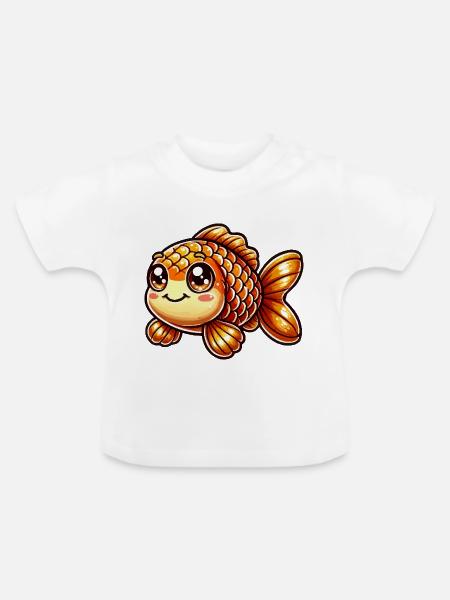 goldfisch comic - Baby Bio-T-Shirt mit Rundhals - Weiß