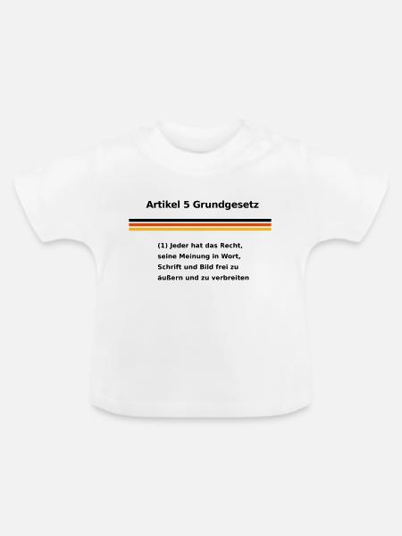 Artikel 5 GG - Baby Bio-T-Shirt mit Rundhals - Weiß