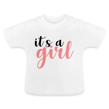 its a girl - Baby Bio-T-Shirt mit Rundhals - Weiß - Vorne